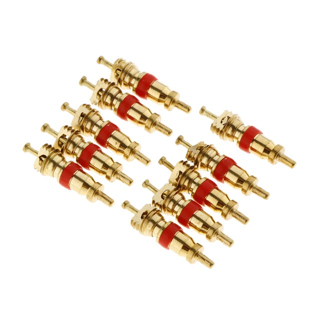 10 piezas Vástago de válvula de neumático de repuesto para motocicleta rojo + Rojo + dorado Sunnimix Neumático Núcleo del vástago de la válvula del neumático