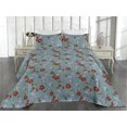 thumbnail image 2 of Ambesonne Nature Quilted Bedspread Set 3 Pcs, Fashion Vintage Flora Art, Twin, Burnt Orange and Grey Teal, 2 of 4