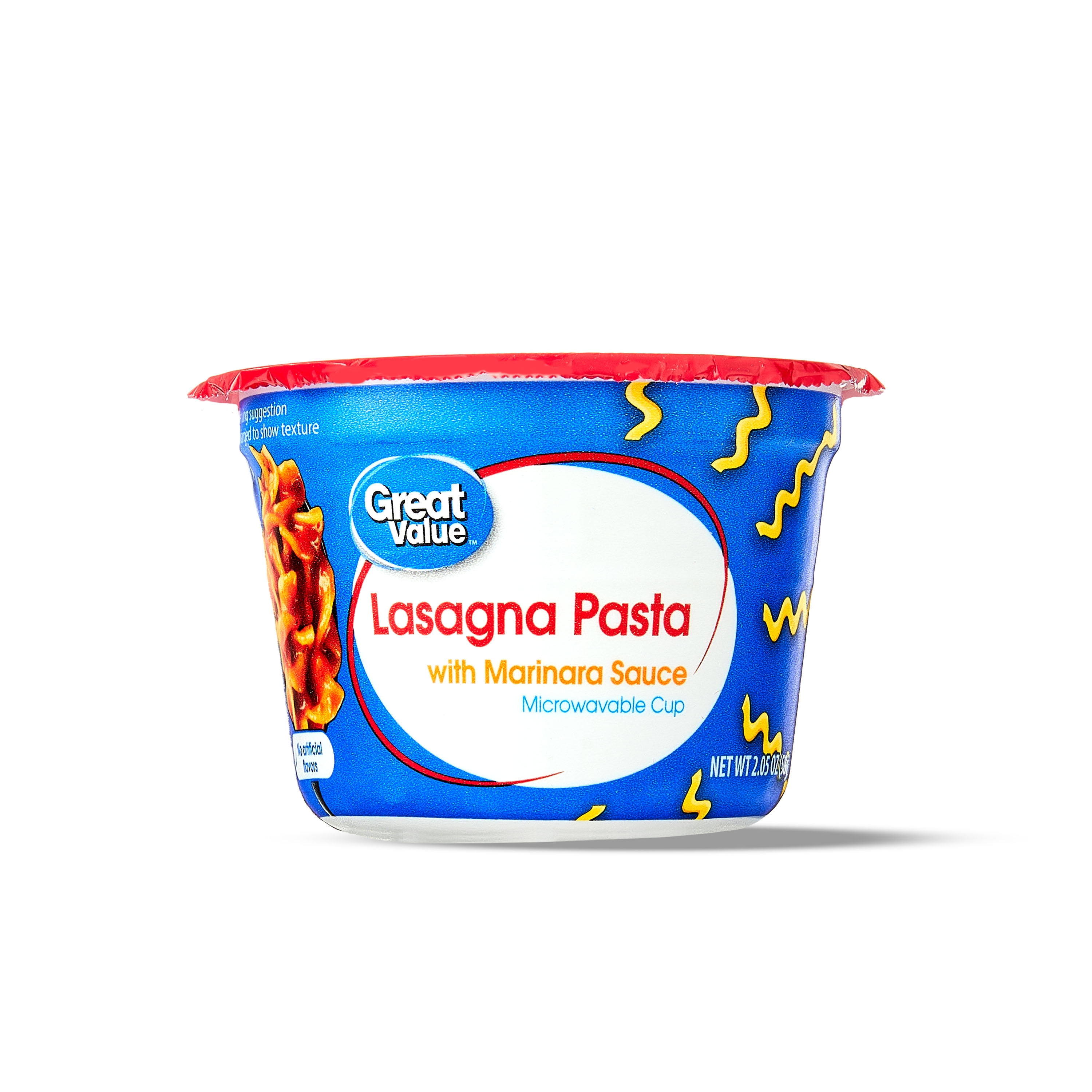 (12 pack) Great Value Microwavable Lasagna Pasta with Marinara Sauce, 2.05 oz Cup (Shelf Stable)