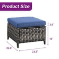 thumbnail image 2 of PARKWELL 2PCS  Outdoor Wicker Ottoman Patio Rattan Furniture Metal Footrest Seat Square Footstool Patio Furniture w/ Blue Cushion, 2 of 6