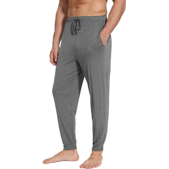 WiWi Pajama Pants for Man Sleep Pant Soft Lounge Bottoms with Pockets Viscose from Bamboo Sweatpants S-XXL, Dark Heathe Grey, X-Large