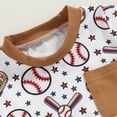 thumbnail image 4 of Okbabeha Toddler Baby Boy Girl Baseball Outfit Baseball Tee Shirt Top+Baseball Shorts Set Baby Summer Sportswear Tracksuit, 4 of 7