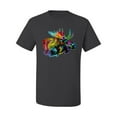 thumbnail image 2 of Wild Bobby, Colorful Rainbow Moose Head Wildlife Animal Lover Men's Graphic T-Shirt, Charcoal, 3XL, 2 of 3