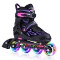 thumbnail image 1 of Patines en línea 2PM SPORTS Vinal para niñas con ruedas iluminadas, color violeta, 1 of 7