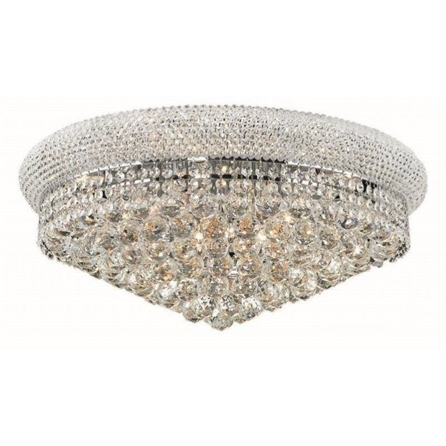 Elegant Lighting Primo 24" 12 Spectres de Lumière Cristal Flush Mount