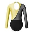 thumbnail image 2 of YEAHDOR Kids Girls Long Sleeve Gymnastics Workout Leotard Keyhole Back Bodysuit Figure Skating Dancewear Black 14, 2 of 5