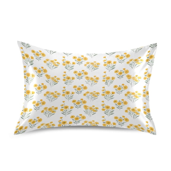Ryvnso Satin Pillowcase Yellow Floral Pillow Cases Standard Size 26x20in