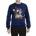 thumbnail image 2 of Eagle and Howling Wolf Americana / American Pride Unisex Crewneck Graphic Sweatshirt, Navy, Large, 2 of 3