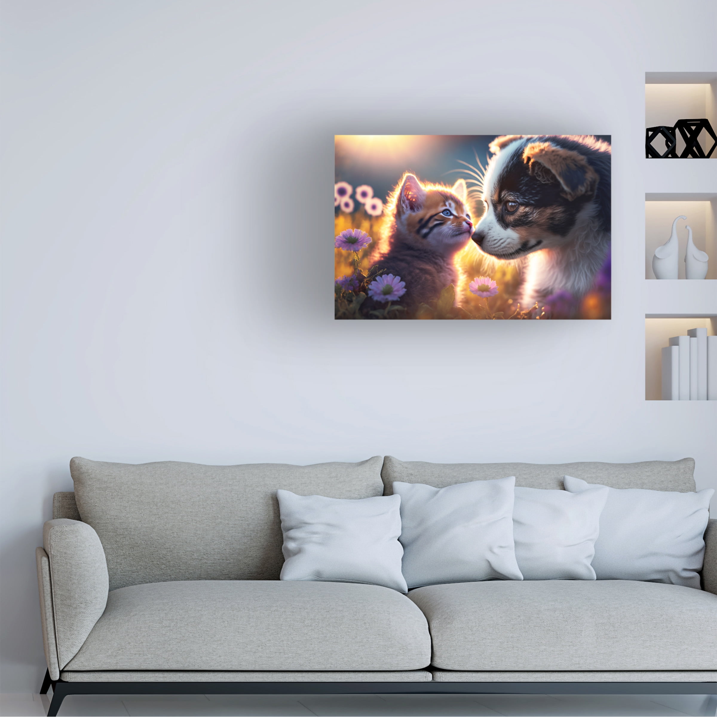 Canvas Wall Art - Ray Heere 'Cats And Dogs 9' Wall Art for Living Room, Bedroom, or Office DÃ©cor by Trademark Fine Art - 24 x 16 Inches