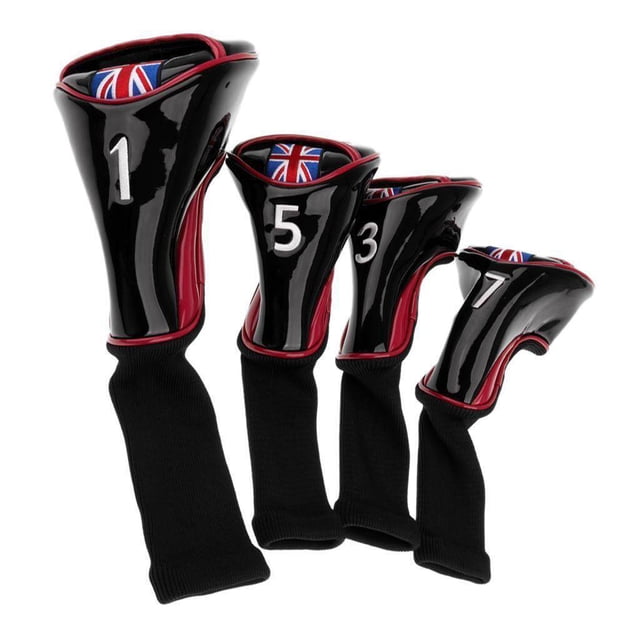 tredstone 4x Couvre-Tête Long pour Club de Golf, Protection en Fer, Rouge Noir