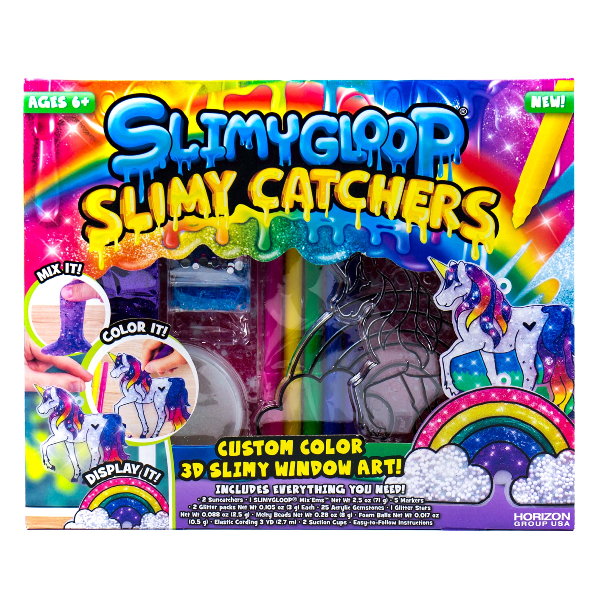 SLIMYGLOOP® Sparkling Slimy Catchers, Slime Toys, Ages 6+, Slime Paints, Colorful Slimes, D.I.Y. Suncatchers