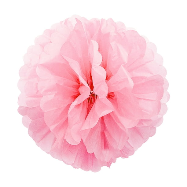 Cateissary Juego de bolas de papel con pompón de papel rosa de 7,8 pulgadas, bolas de flores para fiesta de cumpleaños, pañuelos colgantes de Kits de decoración para fiestas Rosa 12 pulgadas