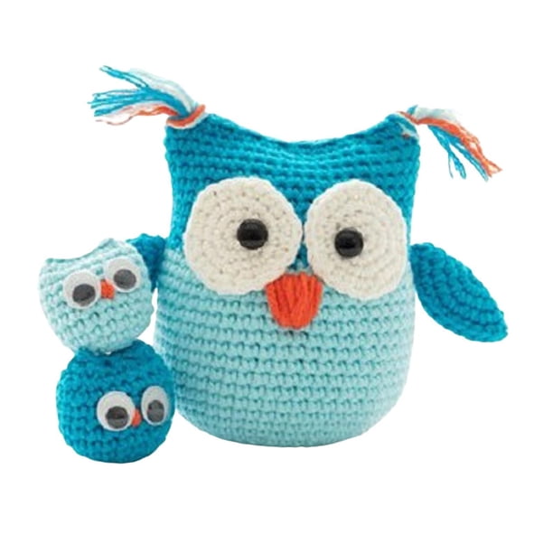 Kit de ganchillo Yuarrent DIY para tejer muñecos de búho azul
