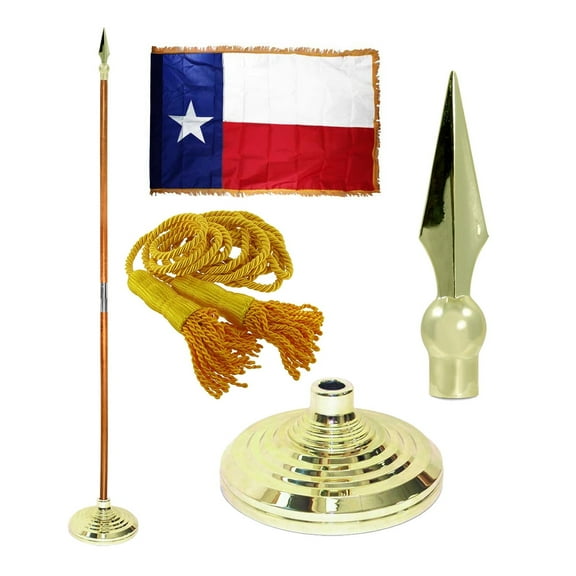 Indoor Texas State Flag Kit - 7ft Pole - Spear Metal