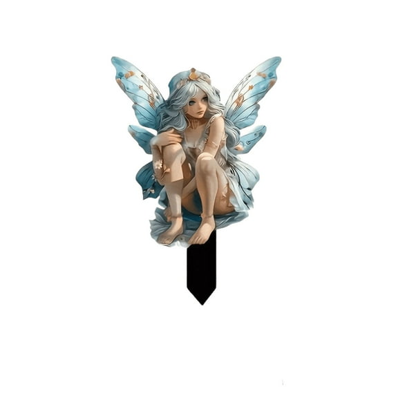 1 Packs Female Celestial Garden Statue Winged Angel Outdoor Decor 2D Flat Insertion for Courtyard Yard Patio Landscape Decorative Art Prop