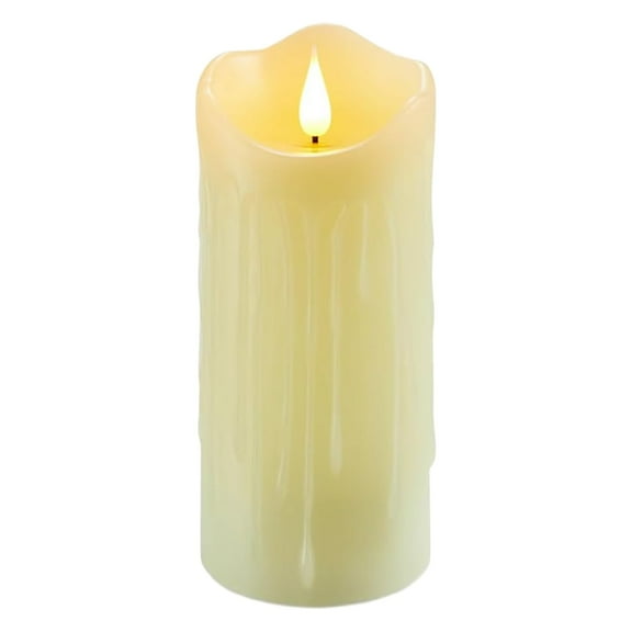 Rechargeable Flameless Candle, Flashing LED Pillar Real Wax Candle  (Can Remote Control and Timer), Upgraded Teardrop Wick, Gold Glass Electronic Candle - 7.5*17.5CM