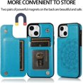 thumbnail image 5 of Design for iPhone 13 Case with Tempered Glass Screen Protector Credit Card Holder Slot, Leather Wallet Phone Cases Kickstand Protective Cover for iPhone13 iP13 Women Men 6.1 inch Blue, 5 of 6
