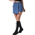 thumbnail image 4 of INSPIRE CHIC Women's Denim Shorts Cargo Faux Wrap High Waisted Jean Mini Shorts M Dark Blue, 4 of 6