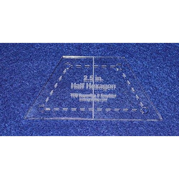 Half Hexagon 2.5" with Seam, Center Guideline & Guide Holes-Quilt Templates-