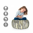 thumbnail image 2 of Abstract Storage Toy Bag Chair, Vertical Stripes Nature Theme Brushstroke Stems Look Animal Skin Print, Stuffed Animal Organizer Washable Bag, Large Size, Khaki Black and White, by Ambesonne, 2 of 3