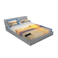 thumbnail image 2 of Ambesonne Ocean Fitted Sheet & Pillow Sham Set, Rising Sun Sea Maldives, Full, Blue Coral Yellow, 2 of 2