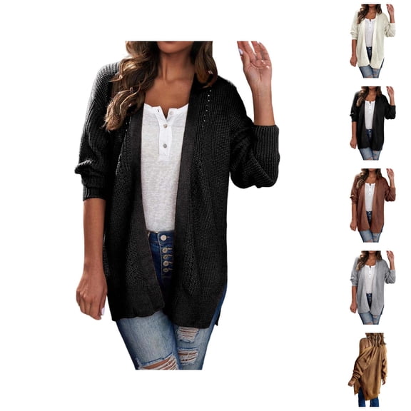 Knitted Cardigan Longline Open Front Sweater Wrap Draped Outerwear Casual Plus Size Soft Comfortable Loose Fit Fashion Cardigan Sweaters for Women