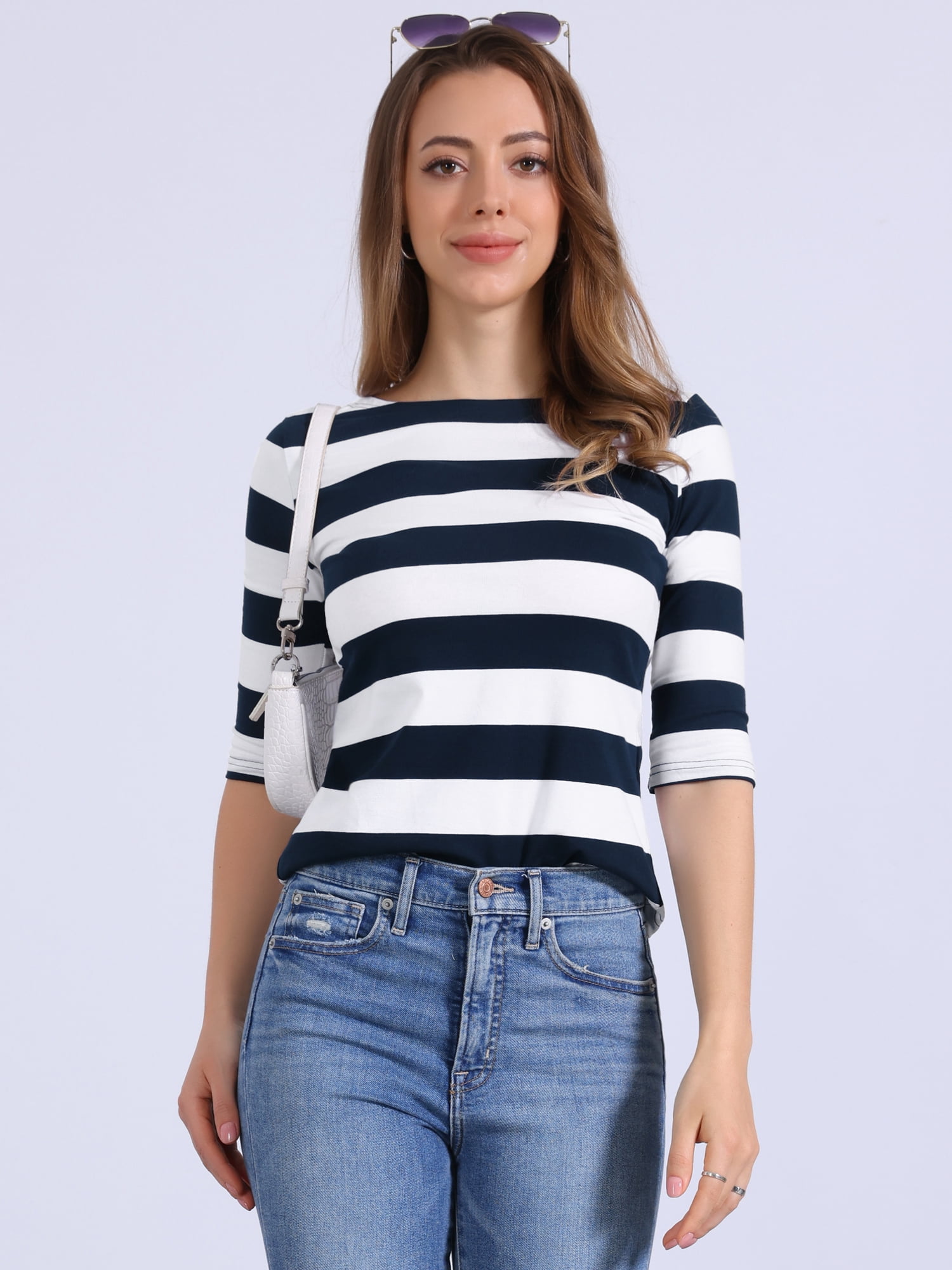 DARING DIVA Women's Halloween Costume Boat Neck Top T-Shirts 2XL Blue