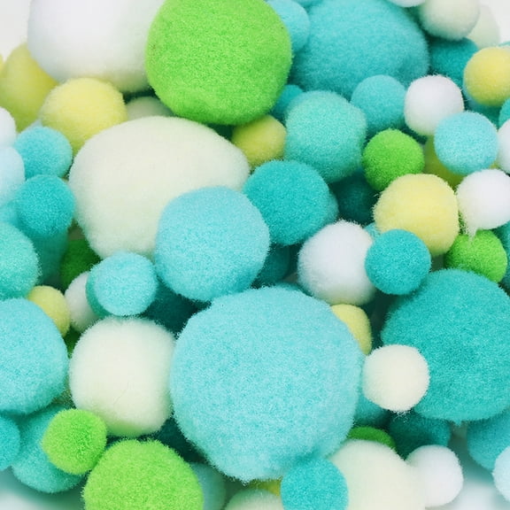 Fuzzy Pom Poms Balls, 120 Pcs Assorted Sizes Mini PomPoms for Crafts Jewelry Making Yellow-Green Series
