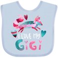 thumbnail image 3 of Inktastic I Love My Gigi Pink and Blue Fox with Hearts Boys or Girls Baby Bib, 3 of 4