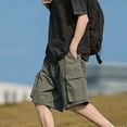 thumbnail image 6 of cllios Men's Big and Tall Cargo Shorts with Pockets Loose Fit Drawstring Waist Outdoor Short Summer Casual Shorts Green XXXXL, 6 of 7