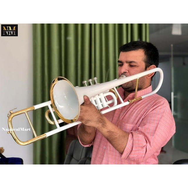 Nauticalmart Valve Bb Instrument à Trombone Blanc avec Embout
