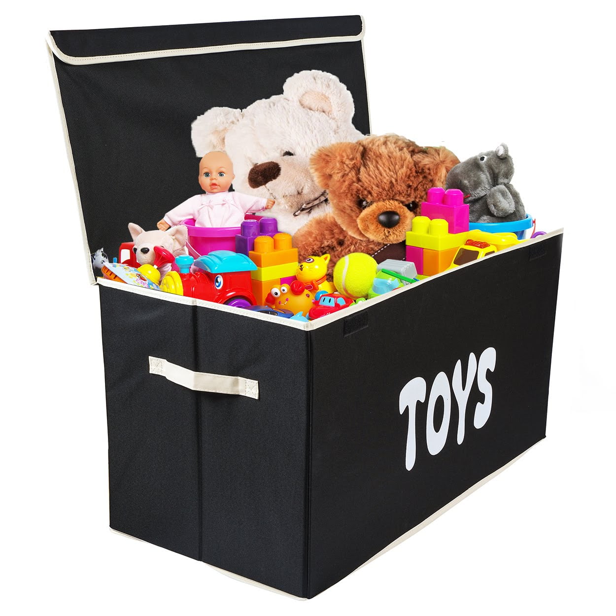 Large Padded Toy Storage Trunk Organiser Box For Kids Wooden Chest Seat Folding 