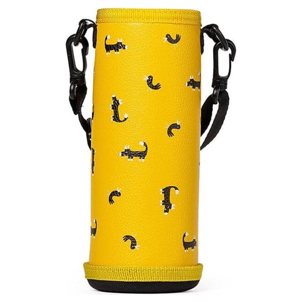 Naiovety Funda para botella de agua, para oficina, escuela, senderismo, gimnasio, entrenamiento, café, funda de ventosa, tarro, bolsa aislante, Cocina y Comedor Amarillo 6.5x18cm