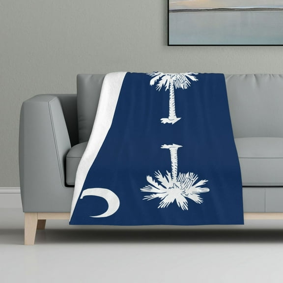 South Carolina Flag Flannel Fleece Blanket All Season Flannel Throw For Sofa Bed Car Outdoor Home 32x48 Inch