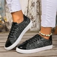 thumbnail image 2 of Mostsola Glitter Sneakers for Women Lace up Tennis Shoes Fashion Sparkly Low Top Walking Shoes, 2 of 8