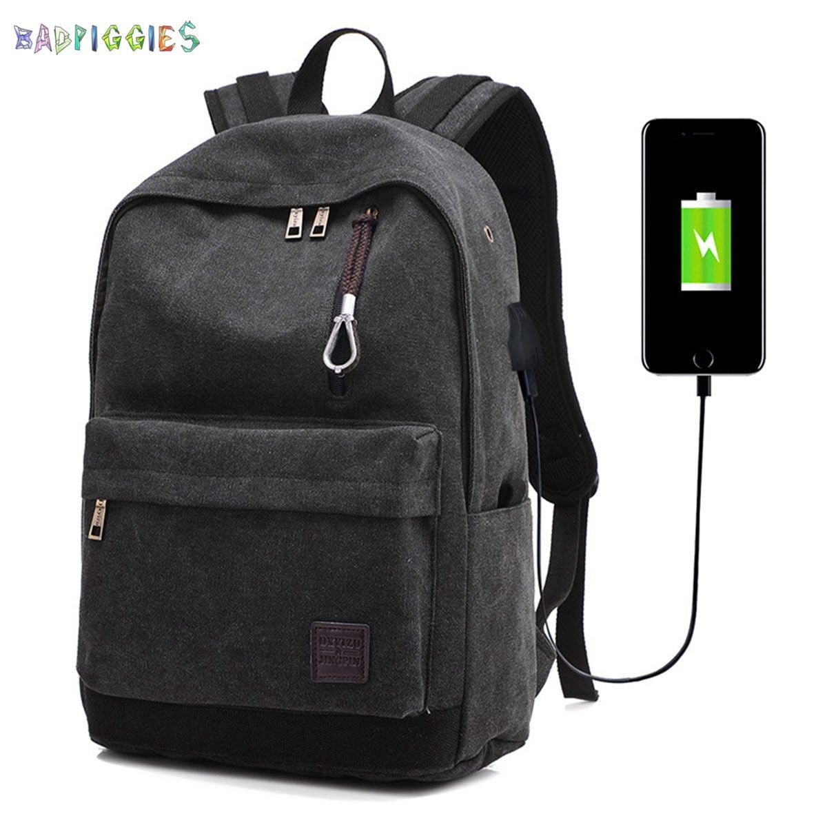 Mens Backpack Mens Rucksack Casual Canvas Backpack Fits 14 Inch Laptop for Travel Daily Life Travel Laptop Backpack Color : Green, Size : Free Size