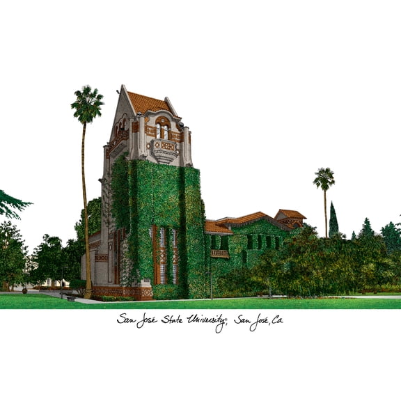 San Jose State University Campus Images Lithograph Print