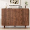 thumbnail image 3 of Mid-Century 8 Drawer Dresser for Bedroom, Wooden Chest of 8 Drawers 47" Storage Cabinet Dresser for Entryway Hallway Nursery, Walnut, 3 of 10