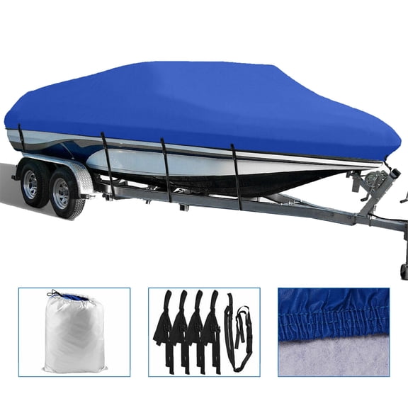 Genrics 17-19Ft Heavy Duty Marine Grade Trailerable Boat Covers Waterproof Replacement for V-Hull Pro-Style Bass Boats with Tightening Strap