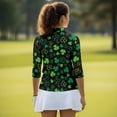 thumbnail image 5 of Uorisanigo Cute Clover Women's 3/4 Sleeve Athletic Golf Shirts Size M Quarter Zip Quick Dry Athletic Polo Shirts Comfortable Polyester Spandex Fabric Outing Wear Fashion Tennis Tops, 5 of 7