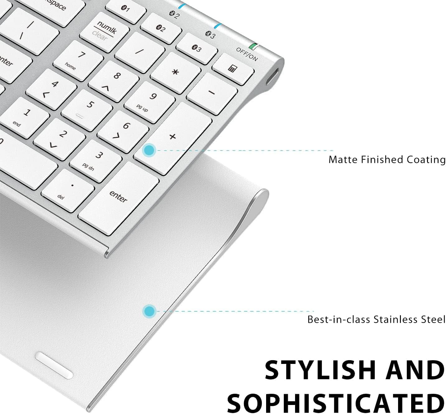Bluetooth keyboard, universal Bluetooth 5.1 wireless keyboard and digital Pad, ergonomically designed