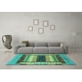 thumbnail image 3 of Ahgly Company Machine Washable Indoor Square Abstract Turquoise Blue Modern Area Rugs, 8' Square, 3 of 4