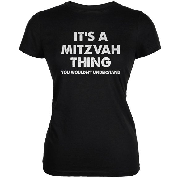 It's A Mitzvah Thing Black Juniors Soft T-Shirt - Large
