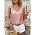 thumbnail image 4 of dazeni Womens Elegant Tank Tops Knot Tie Shoulder Business Office Work Shirts Fashion Sleeveless V Neck Blouse Trendy Summer Clothes Pink Large, 4 of 6