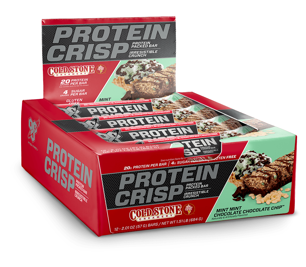 BSN Protein Crisp Protein Bar, Mint Mint Chocolate Chocolate Chip , 20g Protein, 12 Ct