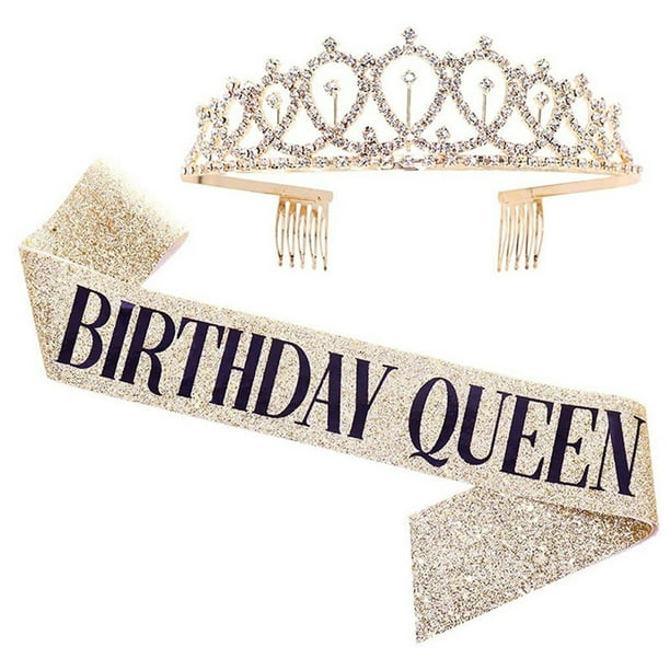 Birthday Girl Sash Tiara Crown Set Happy Birthday Party Decoration