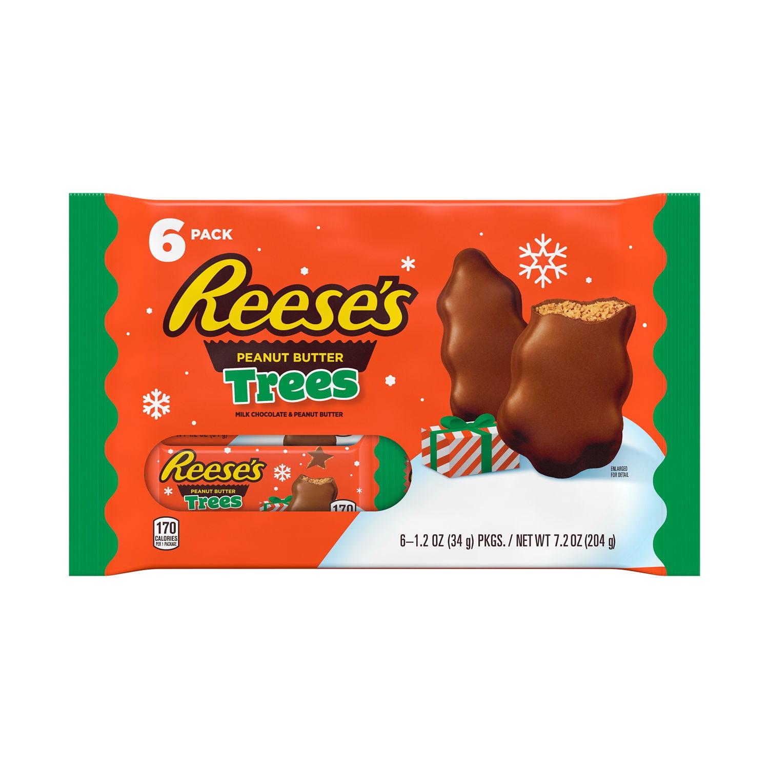 REESE'S, Milk Chocolate Peanut Butter Trees Candy, Christmas, 1.2 oz, Packs (6 Count)
