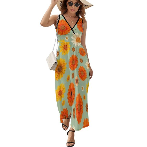 Vestido De Noche De Lujo Sin Mangas Para Mujer, Floral Vestido De Fiesta
