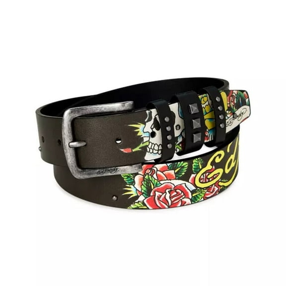 Ed Hardy Skull Studded Belt - VB91621EHQA (Black, 32)