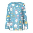 thumbnail image 4 of Lumtrix Easter Shirts For Women Holiday Shirtsbunny Graphic Long Sleeve Tops Casual Eggs Print Blouses Sky Blue S, 4 of 7